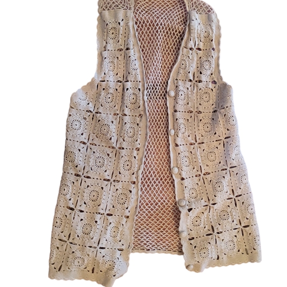 Handmade crochet cotton vest - Picture 2 of 4